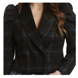 NWT DREW Skylark Blazer Jacket, Gray Black Plaid, Cropped Size Small